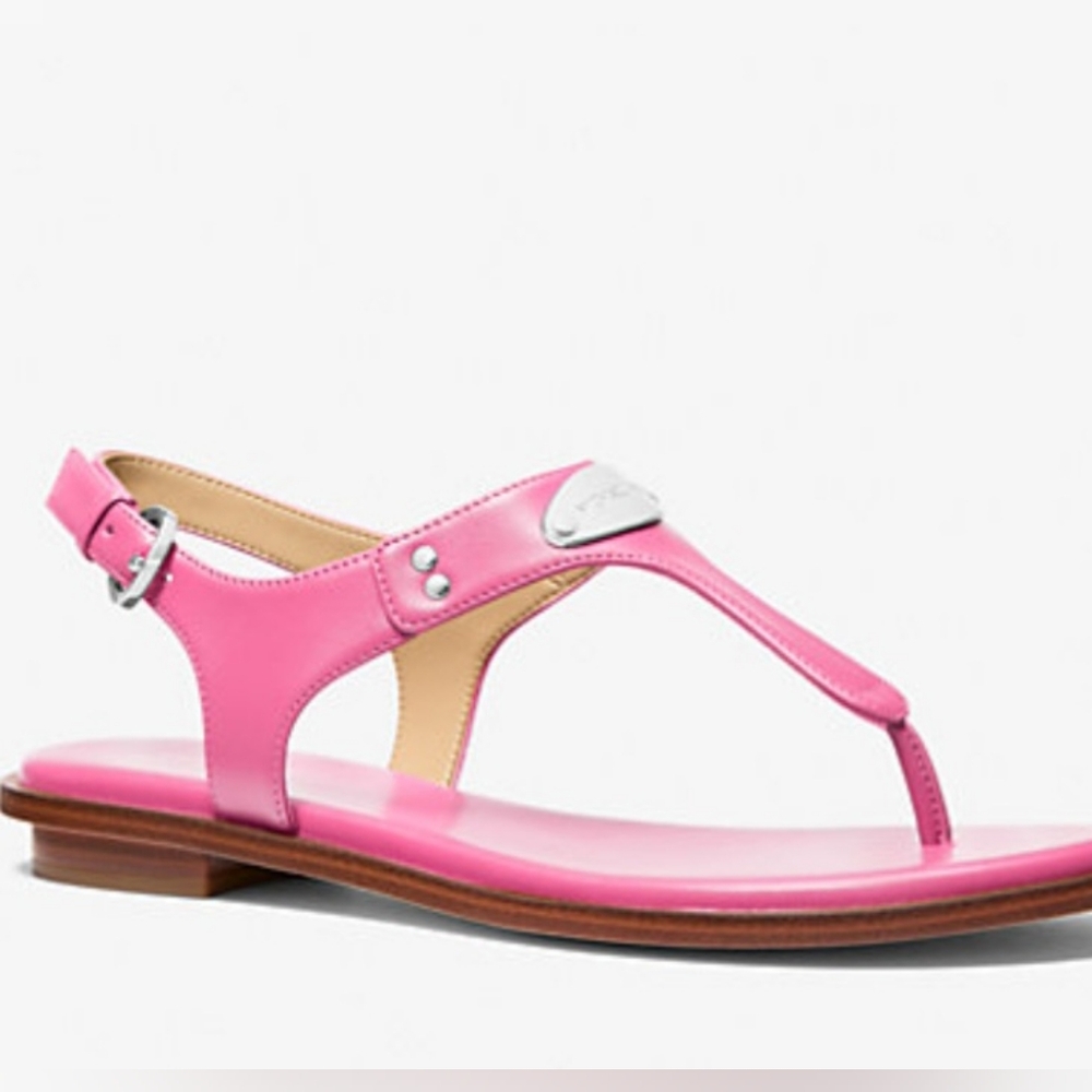 New Michael Kors Women's Logo Plate T-strap Sandal DragonFruit Size 8M
